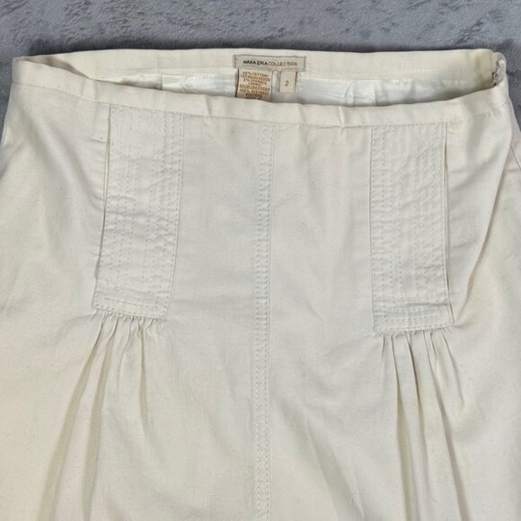 Max Azria Collection Ivory Cotton Knee-Length Skirt - Picture 4 of 9